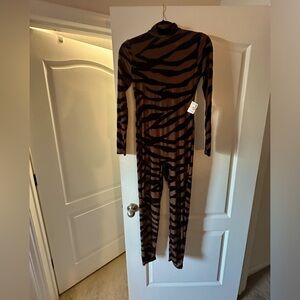 Stretchy, sheer jumpsuit with print